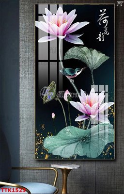 File gốc File bộ tranh treo tường decor TTK1523 (in lụa) tranh mã đáo