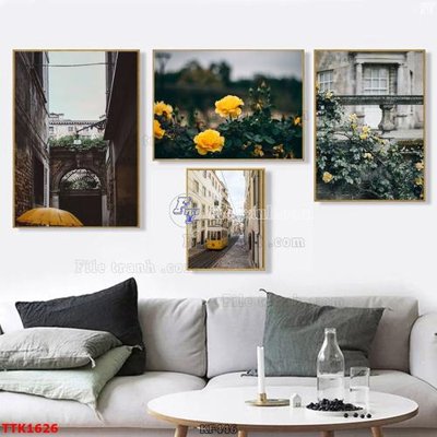 File in trần File bộ tranh treo tường decor TTK1626 (bản gốc 3D) sống động