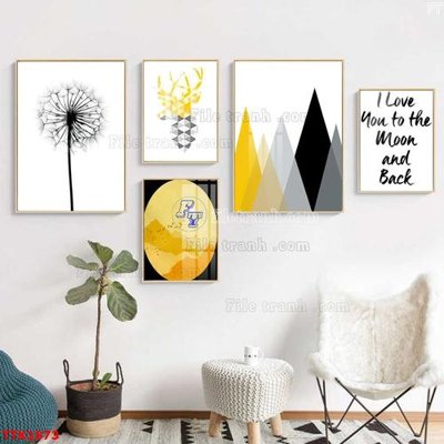 Ảnh gốc file in lụa File bộ tranh treo tường decor TTK1873 chi tiết