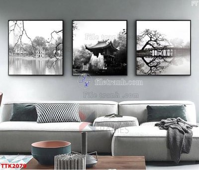 Download file gốc File bộ tranh treo tường decor TTK2079 (in lụa) tranh 3D