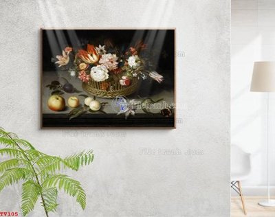 Tải file Tranh tĩnh vật sơn dầu hoa châu âu TV105 (gốc) làm file thiết kế