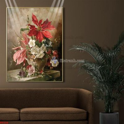 File ảnh Tranh tĩnh vật sơn dầu hoa châu âu TV118 (gốc) dùng in Pano