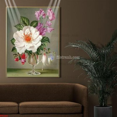 Tải về hình ảnh gốc Tranh tĩnh vật sơn dầu hoa châu âu TV120 sắc nét