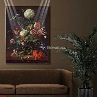 Tải file Tranh tĩnh vật sơn dầu hoa châu âu TV124 (gốc) chủ đề hoa sen