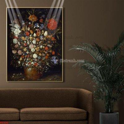 File tranh in trần 3D Tranh tĩnh vật sơn dầu hoa châu âu TV130 (ảnh gốc)