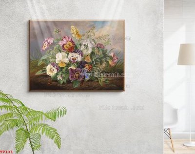 File in ấn Tranh tĩnh vật sơn dầu hoa châu âu TV131 (bản gốc) từ file gốc