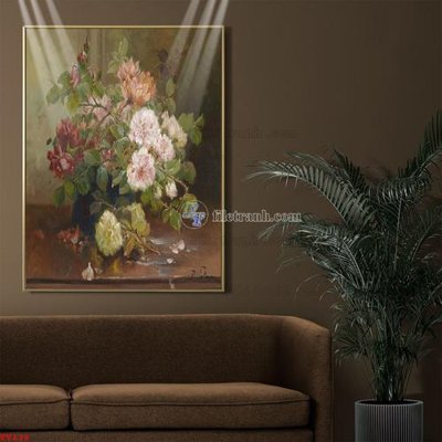 Tải file gốc in lụa Tranh tĩnh vật sơn dầu hoa châu âu TV139 siêu nét