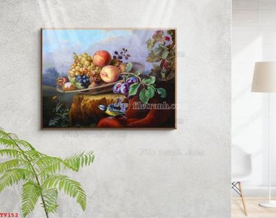 File PSD Tranh tĩnh vật sơn dầu hoa châu âu TV152 (bản gốc) dễ dàng edit