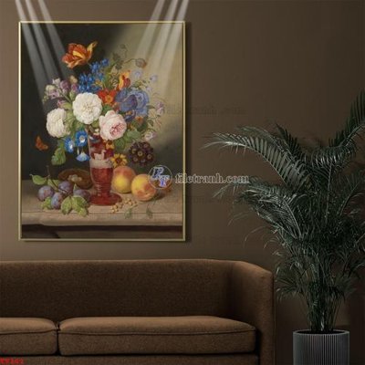 File in trần Tranh tĩnh vật sơn dầu hoa châu âu TV161 (file gốc) chủ đề vũ trụ