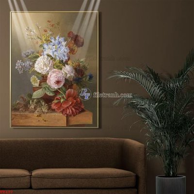 File gốc Tranh tĩnh vật sơn dầu hoa châu âu TV177 (in ấn) không giới hạn
