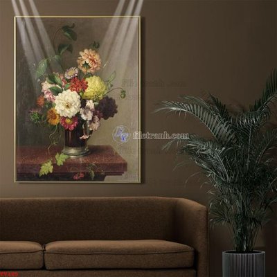 Tải file gốc Tranh tĩnh vật sơn dầu hoa châu âu TV185 (in khổ lớn) không mờ