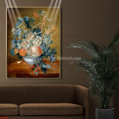 File ảnh Tranh tĩnh vật sơn dầu hoa châu âu TV186 (gốc) in standee