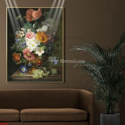 File tranh gốc Tranh tĩnh vật sơn dầu hoa châu âu TV187 chủ đề hiện đại