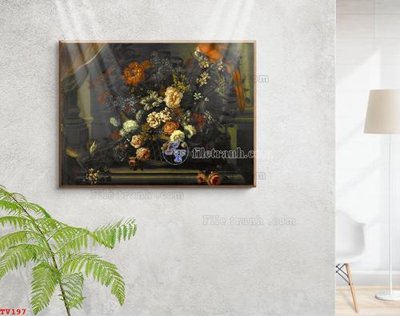 File tranh in mica Tranh tĩnh vật sơn dầu hoa châu âu TV197 (độ phân giải cao)