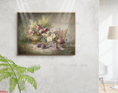 File gốc Tranh tĩnh vật sơn dầu hoa châu âu TV202 (trang trí) cho phòng khách