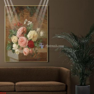 File ảnh Tranh tĩnh vật sơn dầu hoa châu âu TV216 (gốc) in Hiflex