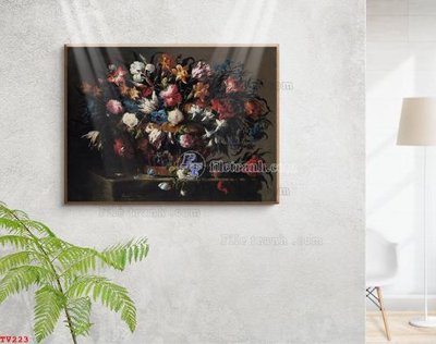 Download file gốc Tranh tĩnh vật sơn dầu hoa châu âu TV223 (in lụa) cao cấp