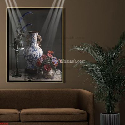 Tải file Tranh tĩnh vật sơn dầu hoa châu âu TV231 (ảnh gốc) in tráng gương