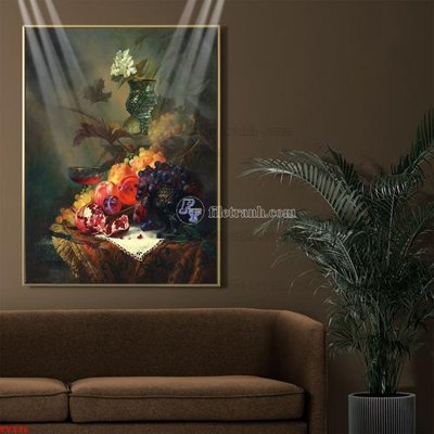 File tranh in tráng gương Tranh tĩnh vật sơn dầu hoa châu âu TV236 (siêu nét)