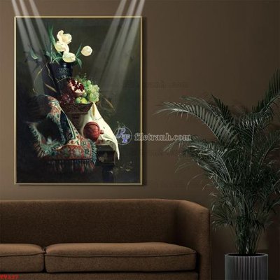 File ảnh Tranh tĩnh vật sơn dầu hoa châu âu TV237 (gốc) in decal dán tường