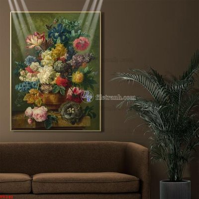 File in trần Tranh tĩnh vật sơn dầu hoa châu âu TV240 (bản gốc) bầu trời