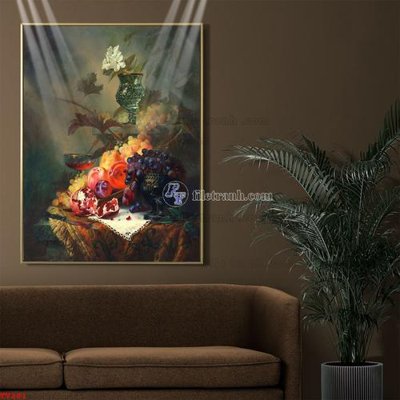 File gốc Tranh tĩnh vật sơn dầu hoa châu âu TV281 (in mica) làm quà tặng