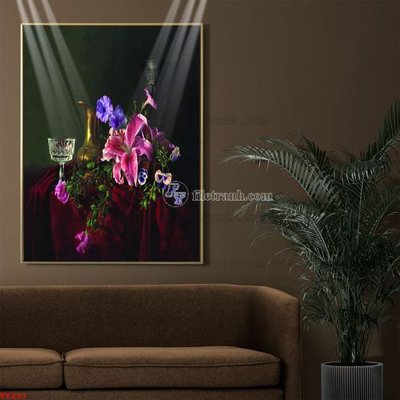 File ảnh gốc Tranh tĩnh vật sơn dầu hoa châu âu TV293 không vỡ nét