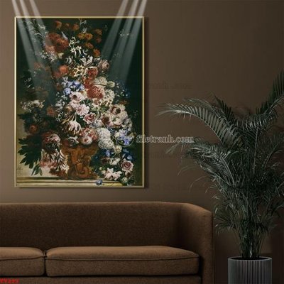 File tranh gốc Tranh tĩnh vật sơn dầu hoa châu âu TV299 (bản quyền) file PSD