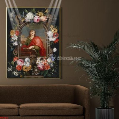 File tranh in tráng gương Tranh tĩnh vật sơn dầu hoa châu âu TV313 (siêu nét)