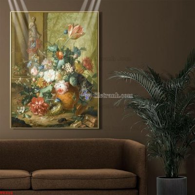 File in ấn Tranh tĩnh vật sơn dầu hoa châu âu TV316 (bản gốc) chất lượng cao