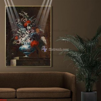 File tranh Tranh tĩnh vật sơn dầu hoa châu âu TV322 (gốc) in film