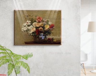 Tải file Tranh tĩnh vật sơn dầu hoa châu âu TV352 (gốc) làm tranh trang trí