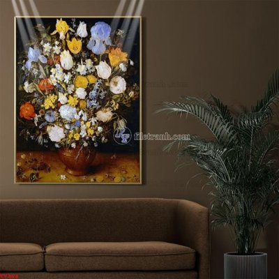 File gốc Tranh tĩnh vật sơn dầu hoa châu âu TV364 (trang trí) phòng làm việc