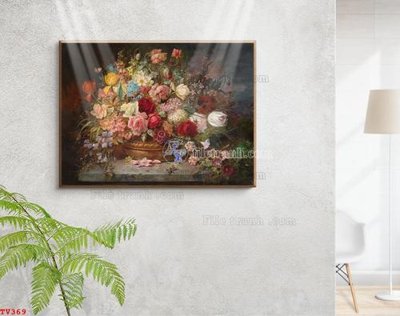 File gốc Tranh tĩnh vật sơn dầu hoa châu âu TV369 (bản quyền) cho in ấn