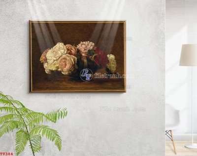 Download file gốc Tranh tĩnh vật sơn dầu hoa châu âu TV384 (in lụa) cao cấp