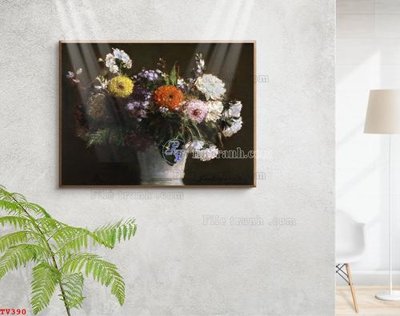 File PSD Tranh tĩnh vật sơn dầu hoa châu âu TV390 (nguyên gốc) chất lượng cao