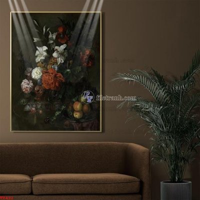File tranh trang trí Tranh tĩnh vật sơn dầu hoa châu âu TV432 (file gốc)