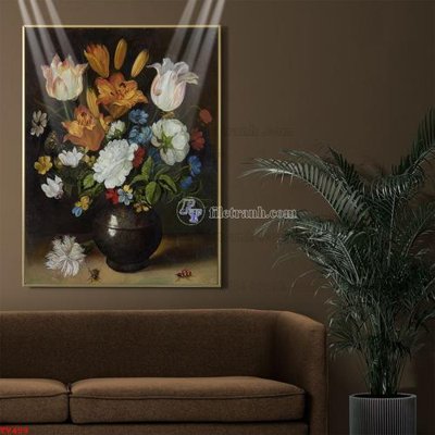 File in ấn Tranh tĩnh vật sơn dầu hoa châu âu TV459 (bản gốc) chất lượng cao