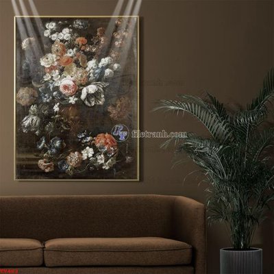 File tranh in trần Tranh tĩnh vật sơn dầu hoa châu âu TV463 (ảnh gốc siêu nét)