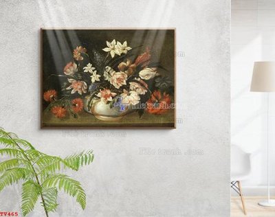 Download file gốc Tranh tĩnh vật sơn dầu hoa châu âu TV465 (in lụa) cao cấp