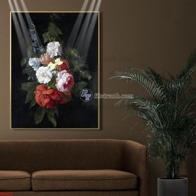 File gốc in mica Tranh tĩnh vật sơn dầu hoa châu âu TV473 chất lượng