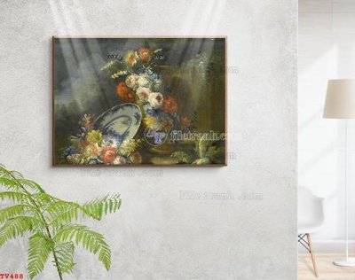 File ảnh Tranh tĩnh vật sơn dầu hoa châu âu TV488 (gốc) in decal dán tường