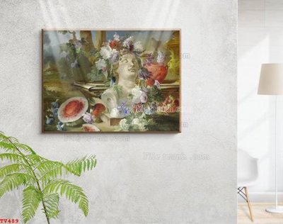 Download file gốc Tranh tĩnh vật sơn dầu hoa châu âu TV489 (in mica) logo