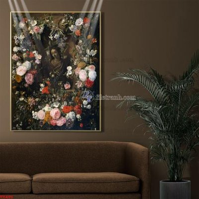 File tranh in tráng gương Tranh tĩnh vật sơn dầu hoa châu âu TV495 (siêu nét)