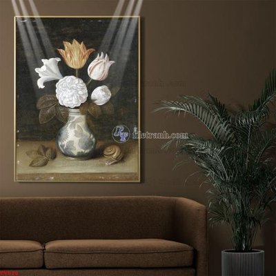 File tranh Tranh tĩnh vật sơn dầu hoa châu âu TV510 (ảnh gốc) chi tiết rõ ràng