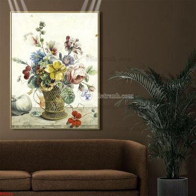 Download file gốc Tranh tĩnh vật sơn dầu hoa châu âu TV511 (in mica) logo