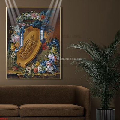 File tranh Tranh tĩnh vật sơn dầu hoa châu âu TV517 (ảnh gốc) chi tiết rõ ràng