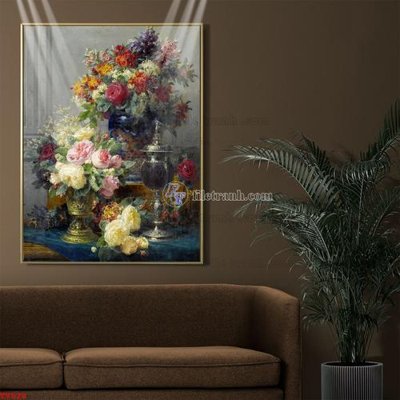 File tranh Tranh tĩnh vật sơn dầu hoa châu âu TV528 (bản gốc) in canvas