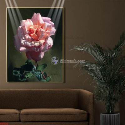 File in lụa Tranh tĩnh vật sơn dầu hoa châu âu TV532 (tân cổ điển) Tranh tĩnh vật sơn dầu hoa châu âu TV532