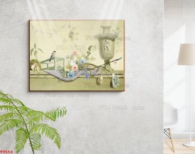 File in trần Tranh tĩnh vật sơn dầu hoa châu âu TV550 (bản gốc) trời sao